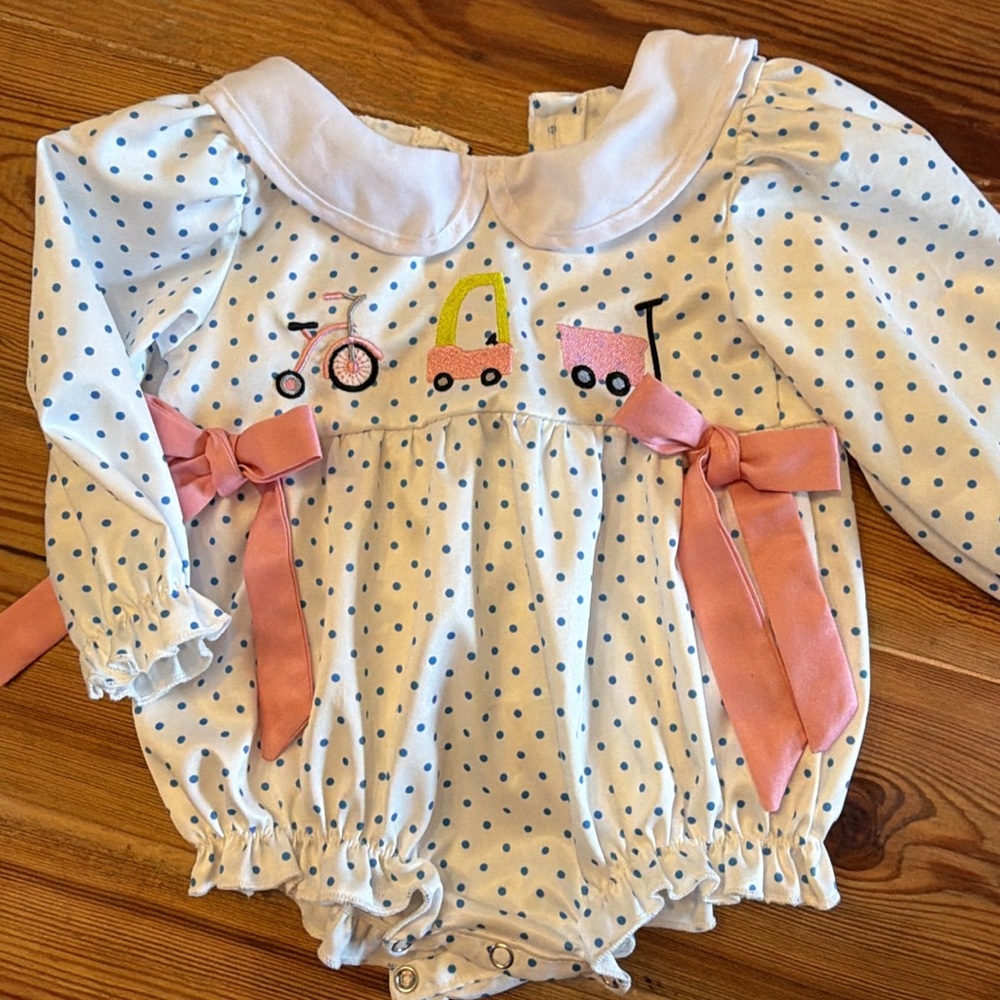 Polka Dot Kids One Piece with Pink Bows
